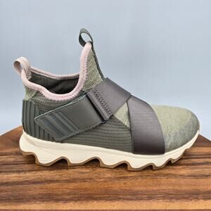 Sorel Kinetic Shoes Womens 6 Olive Green Stretch Strap Low Top Athletic Sneakers